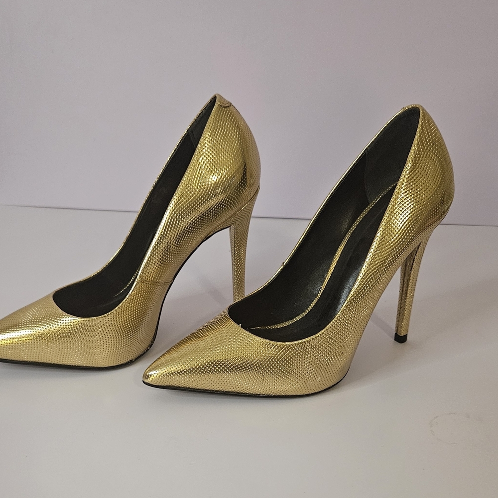 Aldo Metallic Gold Pointed-Toe Stiletto Pumps